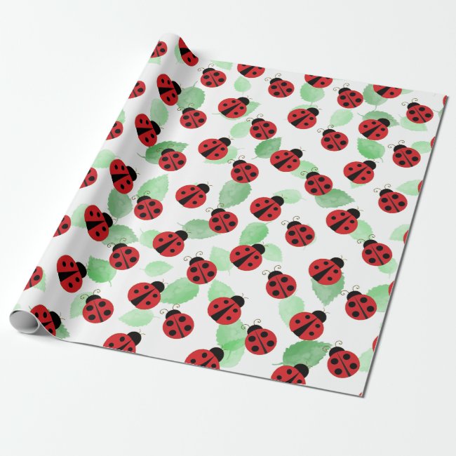 Ladybugs and Leaves Design Wrapping Paper Roll