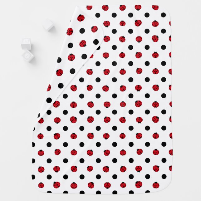 Ladybugs and polka dots  baby blanket (In Situ)