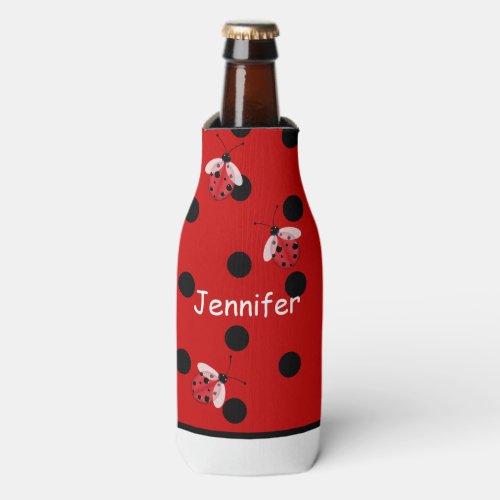 Ladybugs and Polka Dots Custom Bottle Cooler