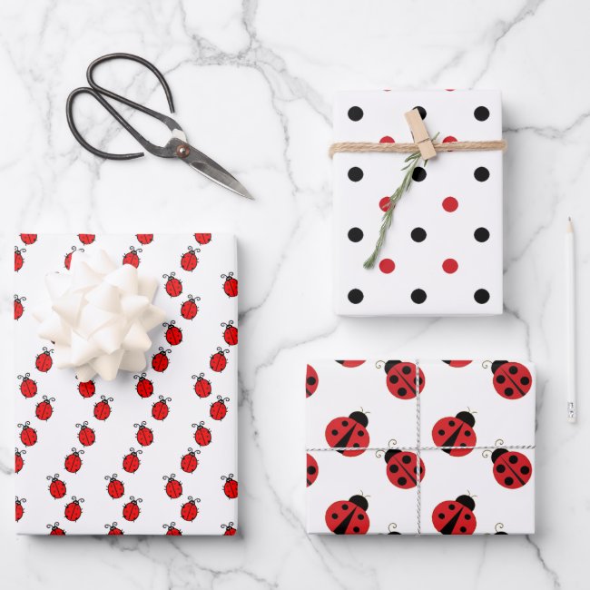 Ladybugs and Polka Dots Design Wrapping Paper She
