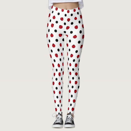 Ladybugs and polka dots  leggings