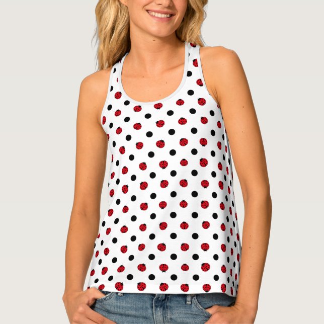 Ladybugs and polka dots   tank top (Front)