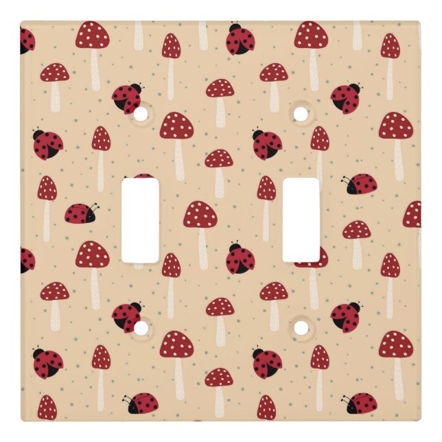 Ladybugs and Red Mushrooms Light Switch Cover (Front)