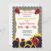 Ladybugs and Sunflowers Girl 1st Birthday Party Invitation (Front)