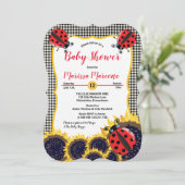 Ladybugs and Sunflowers Girl Baby Shower Invitation (Standing Front)