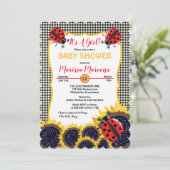 Ladybugs and Sunflowers It's A Girl Baby Shower Invitation (Standing Front)