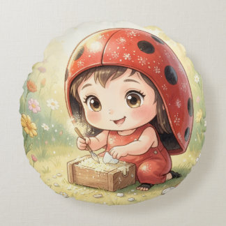 Ladybugs and the Hidden Nectar Kingdom.3 Round Pillow