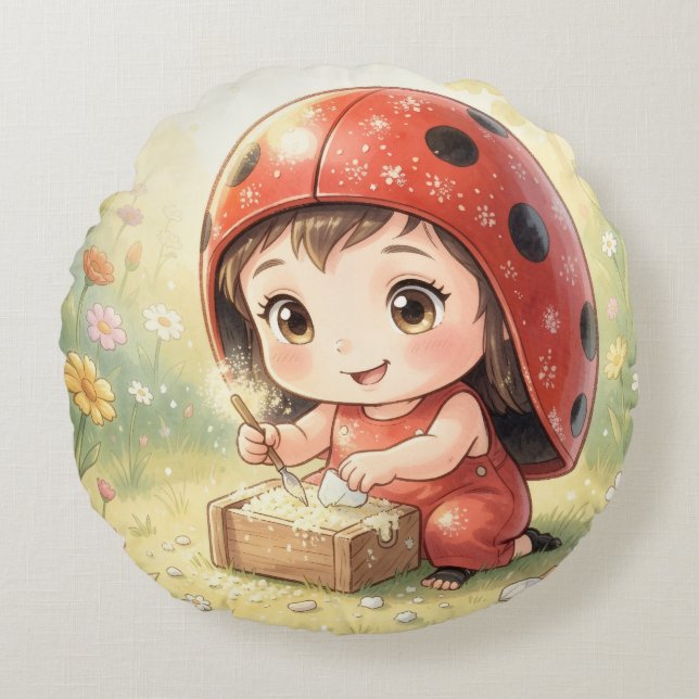 Ladybugs and the Hidden Nectar Kingdom.3 Round Pillow (Front)