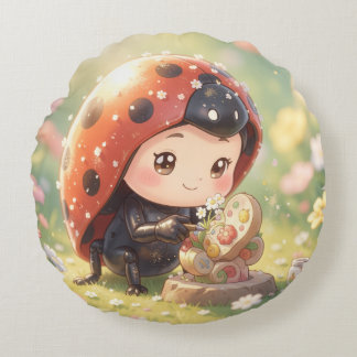 Ladybugs and the Hidden Nectar Kingdom.5 Round Pillow