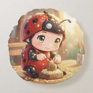 Ladybugs and the Hidden Nectar Kingdom.7 Round Pillow