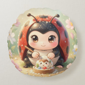 Ladybugs and the Hidden Nectar Kingdom.8 Round Pillow