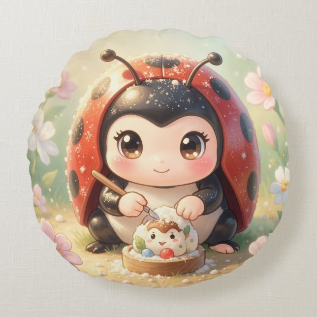 Ladybugs and the Hidden Nectar Kingdom.8 Round Pillow (Front)