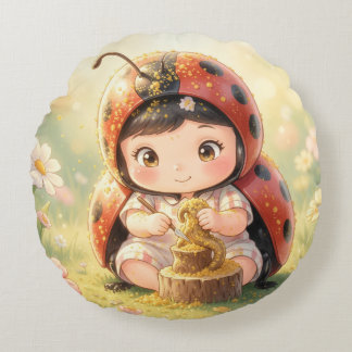 Ladybugs and the Hidden Nectar Kingdom.9 Round Pillow