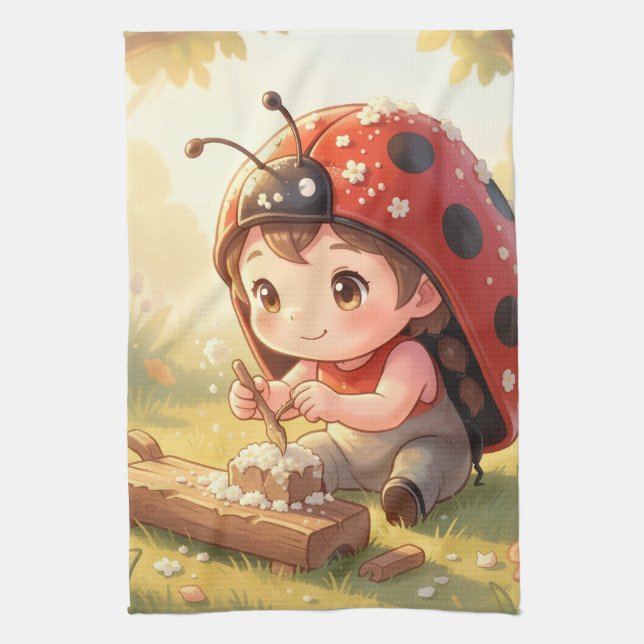 Ladybugs and the Hidden Nectar Kingdom Kitchen Towel (Vertical)