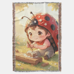 Ladybugs and the Hidden Nectar Kingdom Throw Blanket