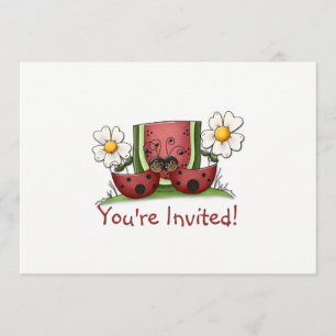 Ladybugs and Watermelon Birthday Party Invitation