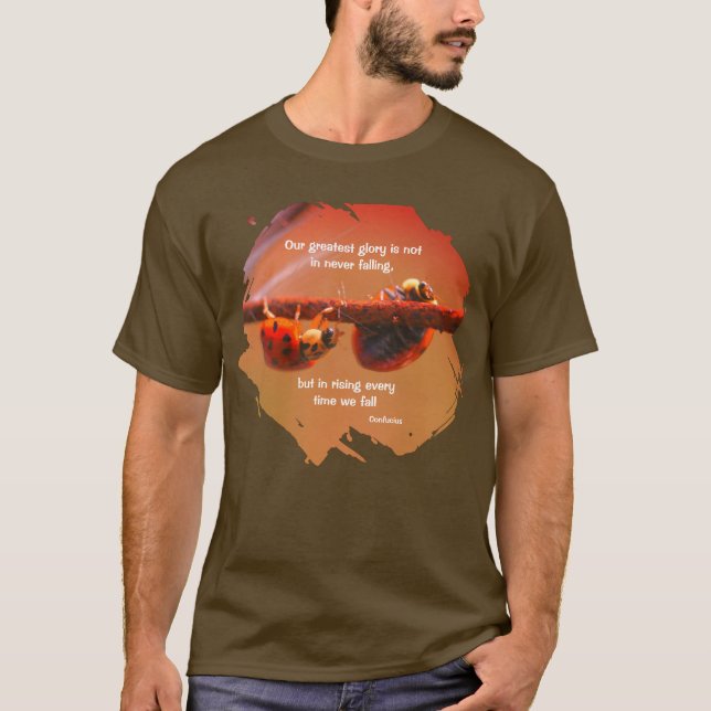 Ladybugs Attitude Inspirational Confucius Quote T-Shirt (Front)