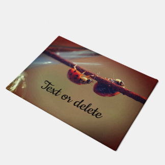Ladybugs Balancing Close Up Personalized Doormat
