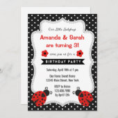 Ladybugs Birthday Invitation Red Black (Front/Back)