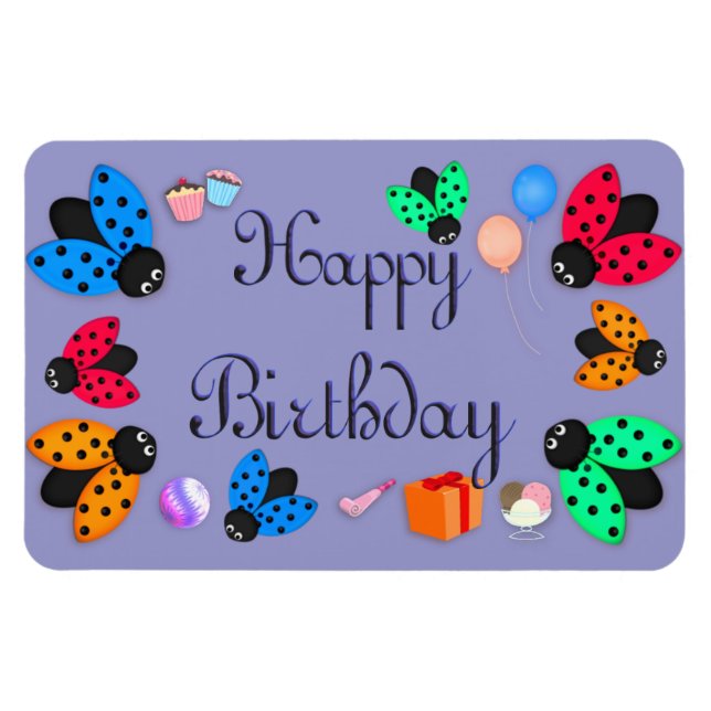 Ladybugs birthday magnet (Horizontal)