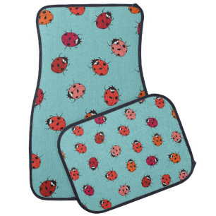 Ladybugs, blue background, charming seamless patte car floor mat