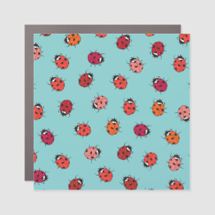 Ladybugs, blue background, charming seamless patte car magnet