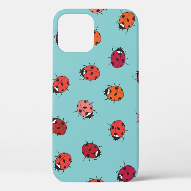 Ladybugs, blue background, charming seamless patte Case-Mate iPhone case (Back)
