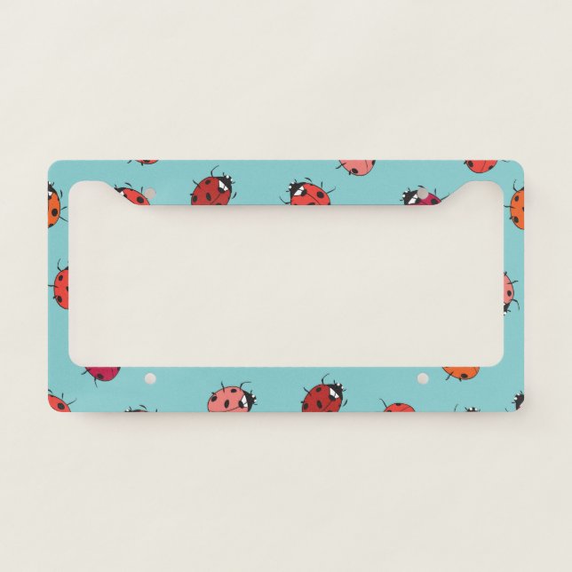 Ladybugs, blue background, charming seamless patte license plate frame (Front)