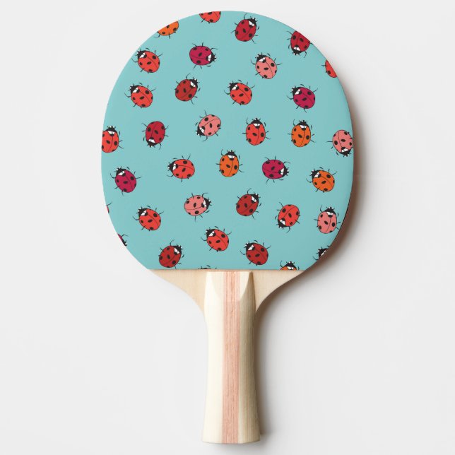 Ladybugs, blue background, charming seamless patte ping pong paddle (Front)