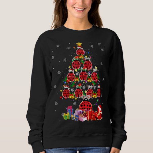 Ladybugs Christmas Tree Funny Santa Elf Ladybug Lo Sweatshirt