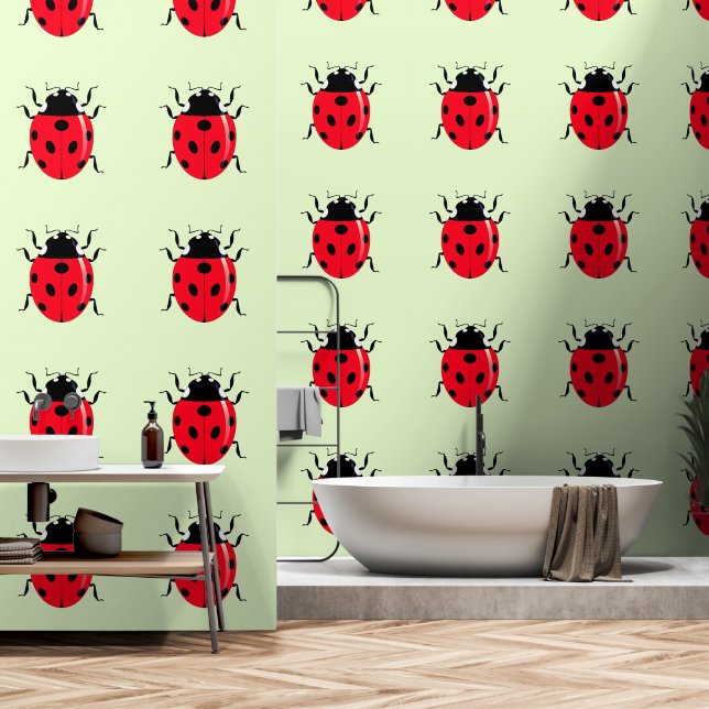 Ladybugs Custom Color Wallpaper (Bathroom)