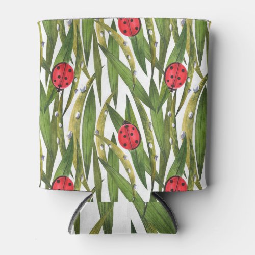 Ladybugs daisy background watercolor pattern can cooler