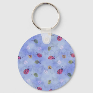 Ladybugs Flowers and Leaves Keychain