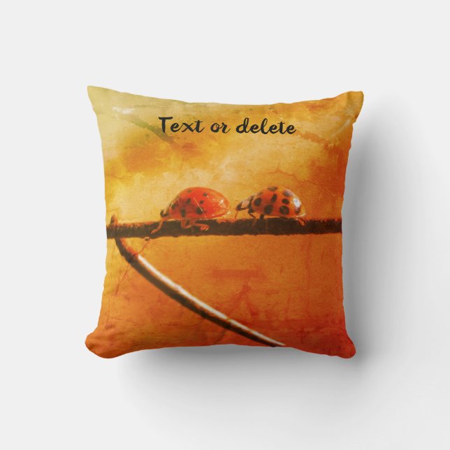 Ladybugs Follow The Leader Abstract Personalized Throw Pillow (Front)