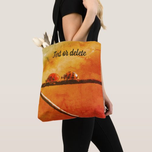 Ladybugs Follow The Leader Abstract Personalized Tote Bag