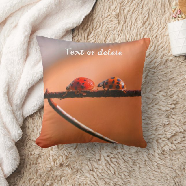 Ladybugs Follow The Leader Personalized  Throw Pillow (Blanket)