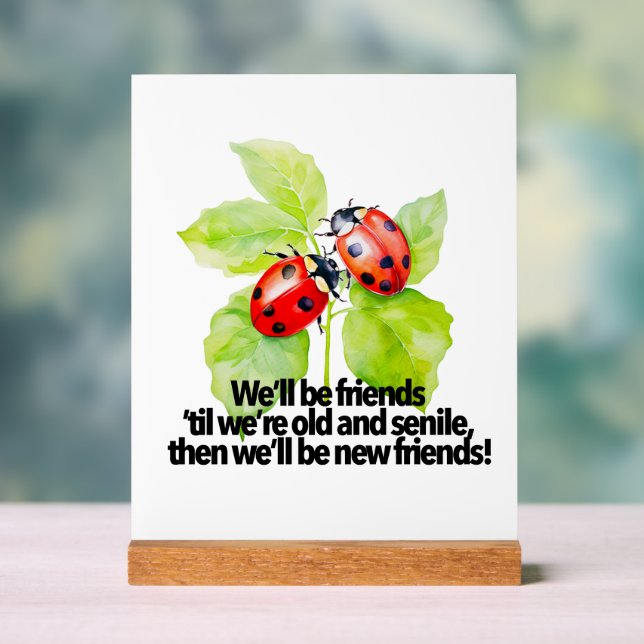 Ladybugs friendship quote funny Anniversary BFF Acrylic Sign (Neutral)