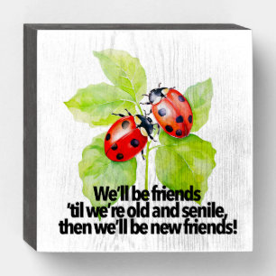 Ladybugs friendship quote funny Anniversary BFF Wooden Box Sign