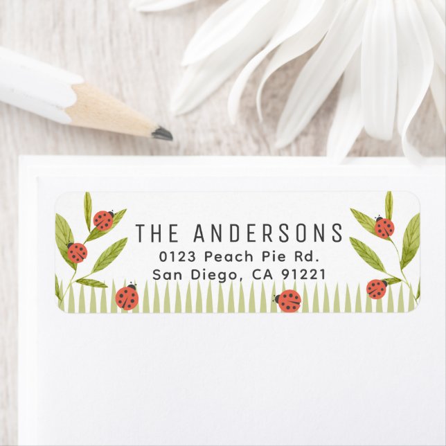 Ladybugs & Green Leaves Return Address Label (Insitu)