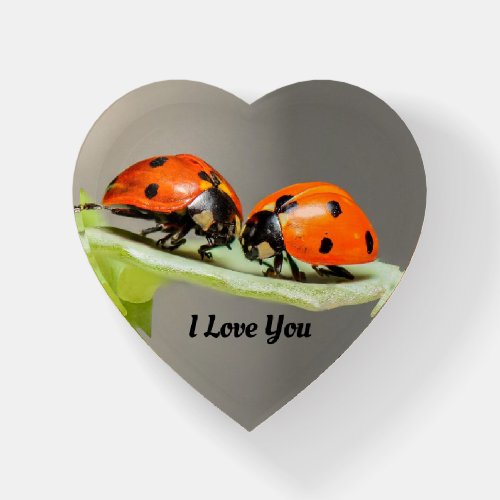 Ladybugs Heart Shaped Paperweight