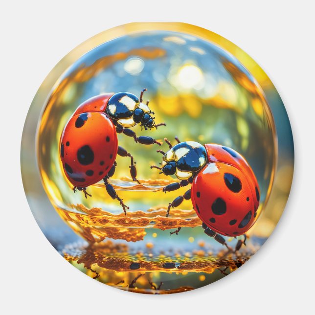 Ladybugs in a drop of water magnet (Front)