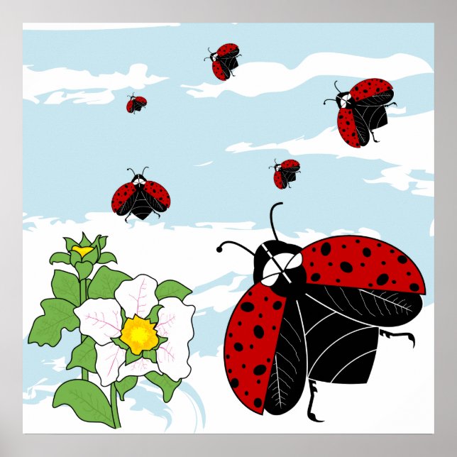 ladybugs in flight poster (Front)