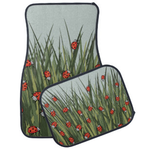 Ladybugs in Green Grass pattern Car Floor Mat