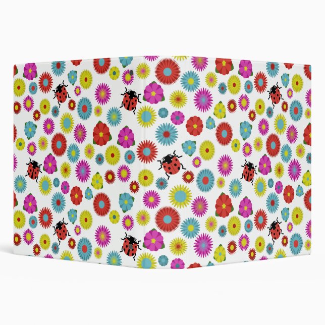 Ladybugs in the Garden Amongst the Flowers 3 Ring Binder (Background)