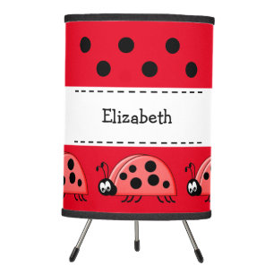 Ladybugs kids add name red tripod lamp