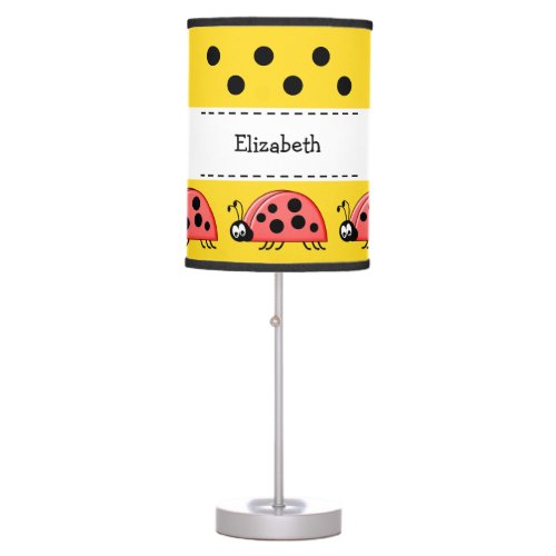 Ladybugs kids add name yellow table lamp