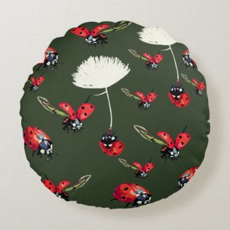 Ladybugs, Lady bug  Round Cushion