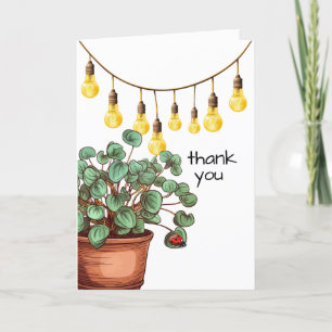 Ladybugs Lightbulbs and Plants Thank You Card