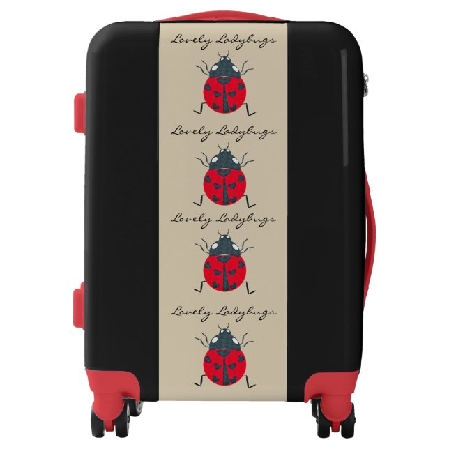 Ladybugs | Lovely & Unique Black Luggage (Front)