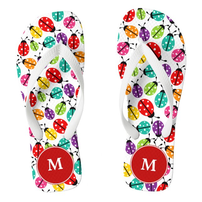Ladybugs Monogrammed Flip-flops Flip Flops (Footbed)
